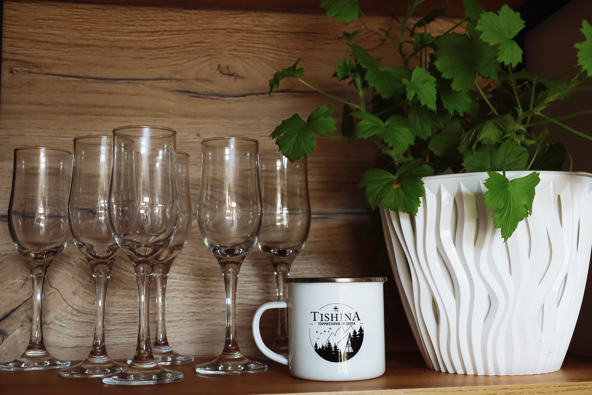 Фирменная кружка на веранде